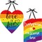 2 Pieces Rainbow Pride Sign Everyone is Welcome Here Sign Love is Love Wood Hanging Decoration Double Sided Printing Wall Door Window Decor for Rainbow Pride Party